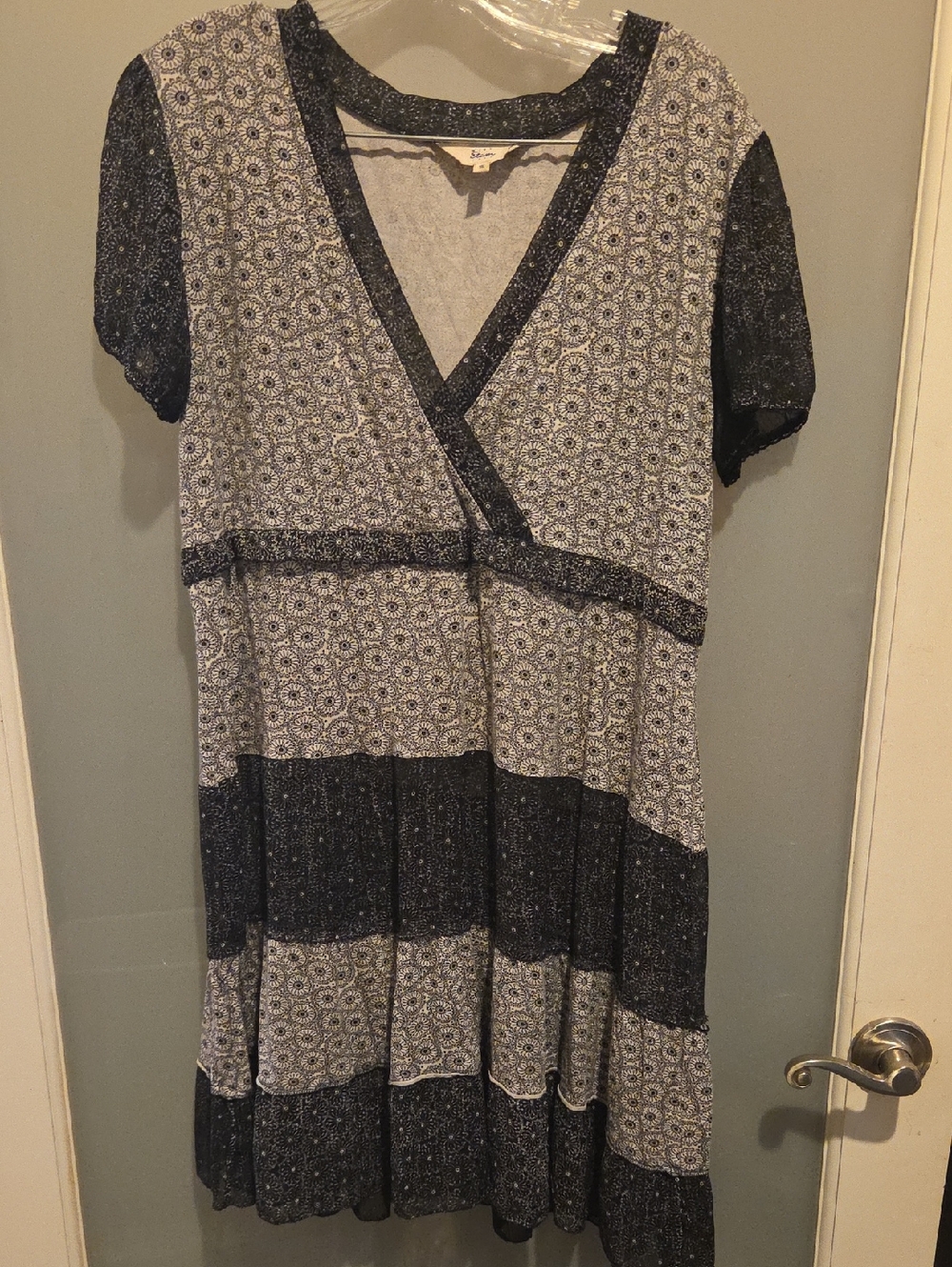 Floral Tiered Dress With Sheer Sleeves